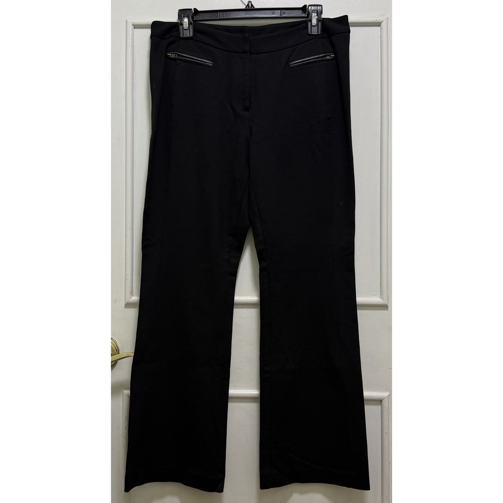 INC International Concepts Dress Pants Womens Size 12P Black Stretch Zip Pockets